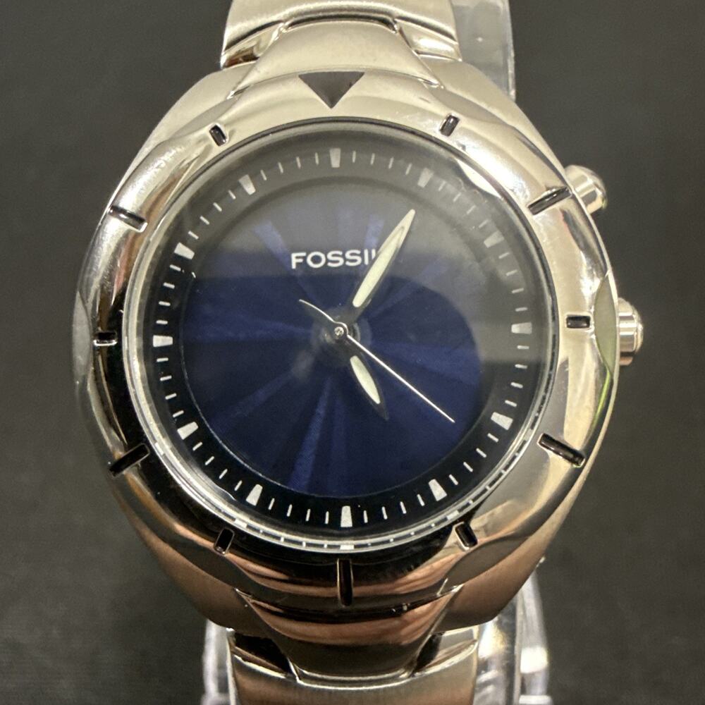 Womens Fossil Blue AM-3552 Blue/Green Dial/Y2k/BigTic/Kaleido New Batteries (T2)